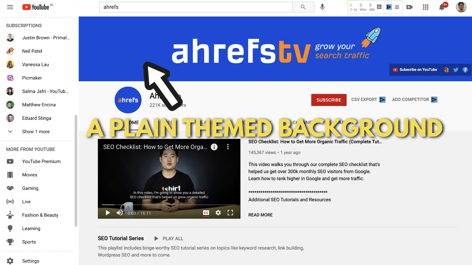 Screenshot of Ahrefs's youtube banner example 3