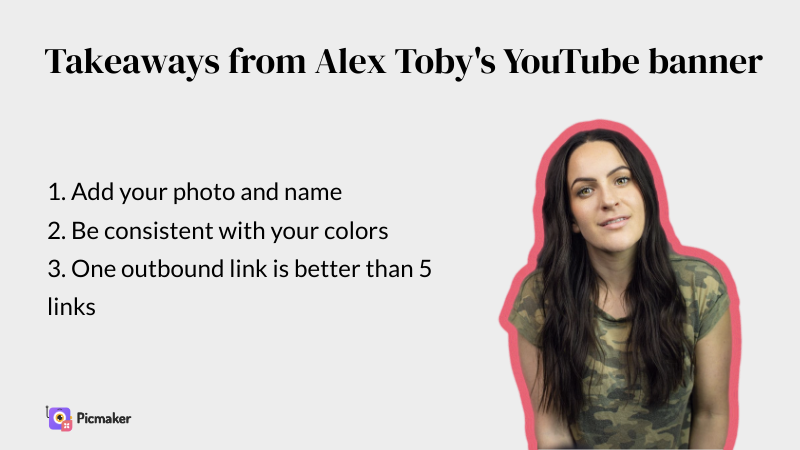 Alex Toby's Youtube channel art example takeaway