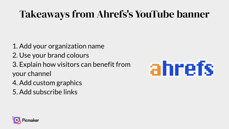 Ahrefs YouTube banner example takeaways