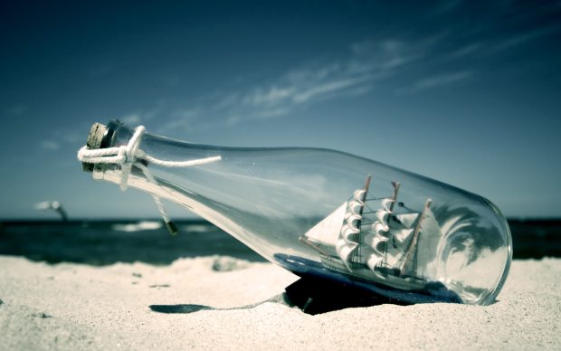 Creative Nice Wallpaper Boat in a Bottle.