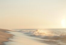 An aesthetic beach 4K iPhone wallpaper with delicate seafoam patterns on the sand.