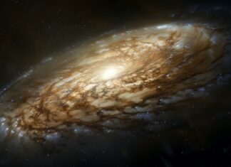 A beautiful barred spiral galaxy 4K wallpaper with prominent arms and a bright core.