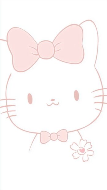 A simple outline of Hello Kitty face for phone wallpaper.