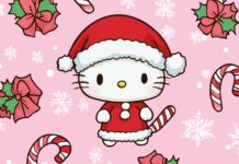 A cute Christmas Hello Kitty HD Wallpaper.