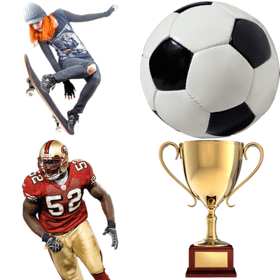 skateboarding, soccer trophy, sports competition, athletic achievements, Sports PNG