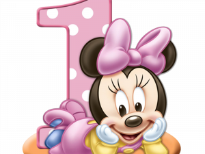 Minnie Mouse birthday, first birthday celebration, cartoon character, children's party decoration, Minnie Mouse PNG