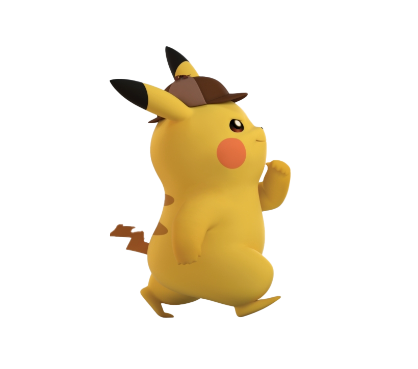 Pikachu Detective Character Running, Pokemon Iconic Character, Animated Detective, Cute Yellow Creature, Pikachu PNG