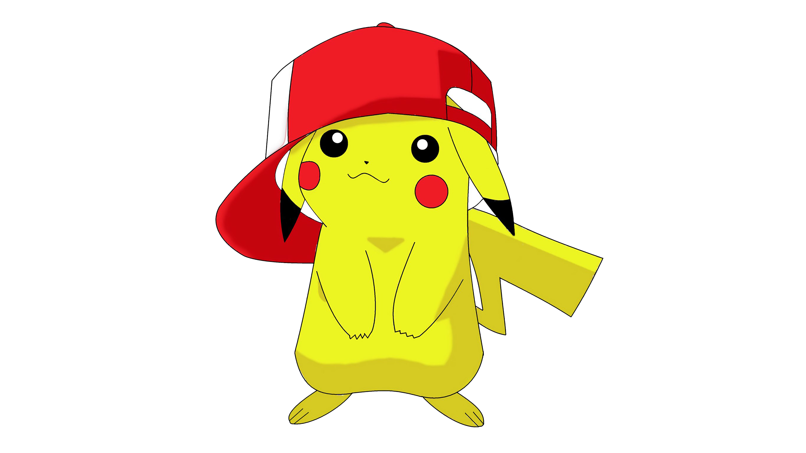 Pikachu wearing red cap, Pokémon character in hat, animated yellow mouse, cute Pokémon mascot, Pikachu PNG