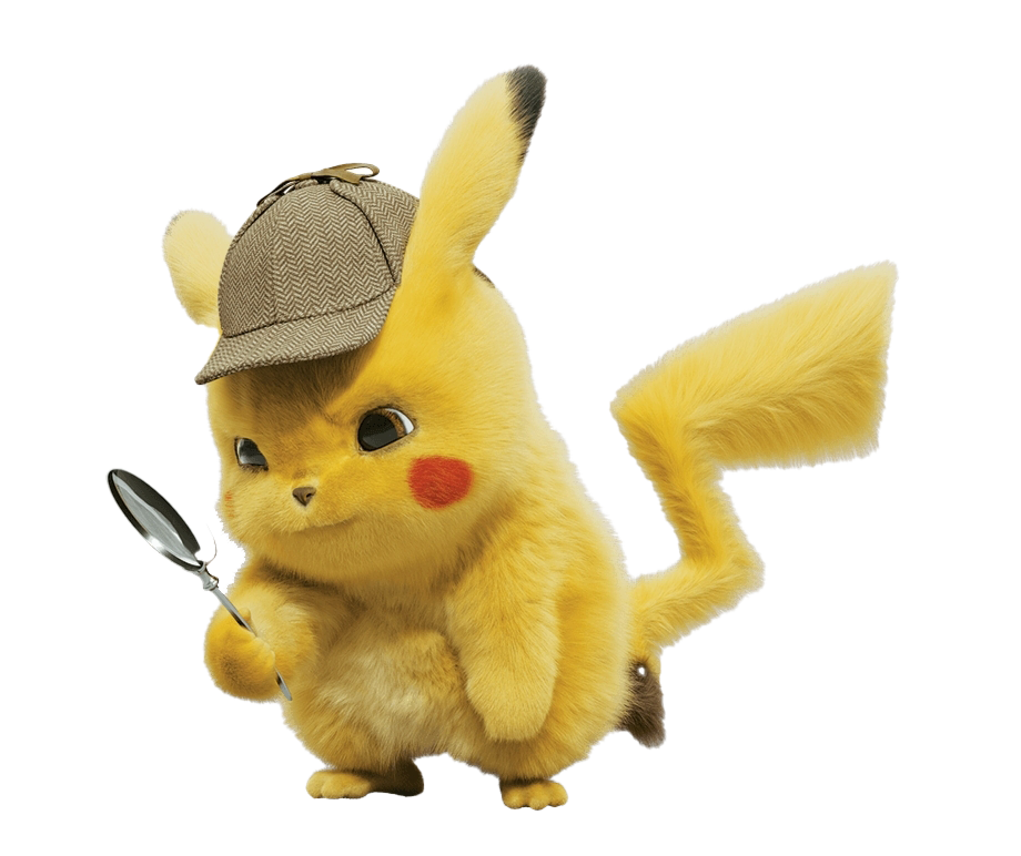 Pikachu Detective Character, animated detective, cute Pokemon, mystery solving companion, Pikachu PNG