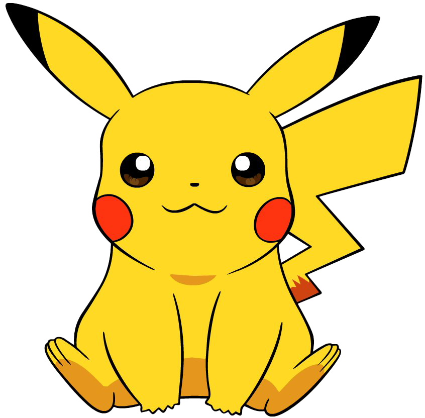 Pikachu cartoon character, electric-type Pokémon, cute animal mascot, popular anime figure, Pikachu PNG