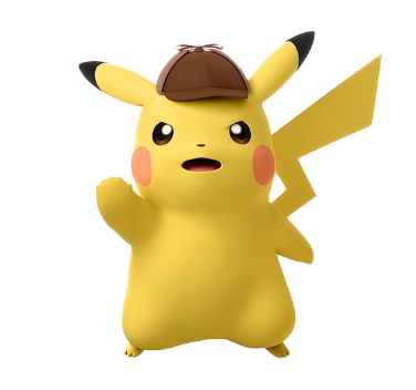 Pikachu Detective Character, yellow electric mouse, Pokémon mascot, animated sleuth, Pikachu PNG