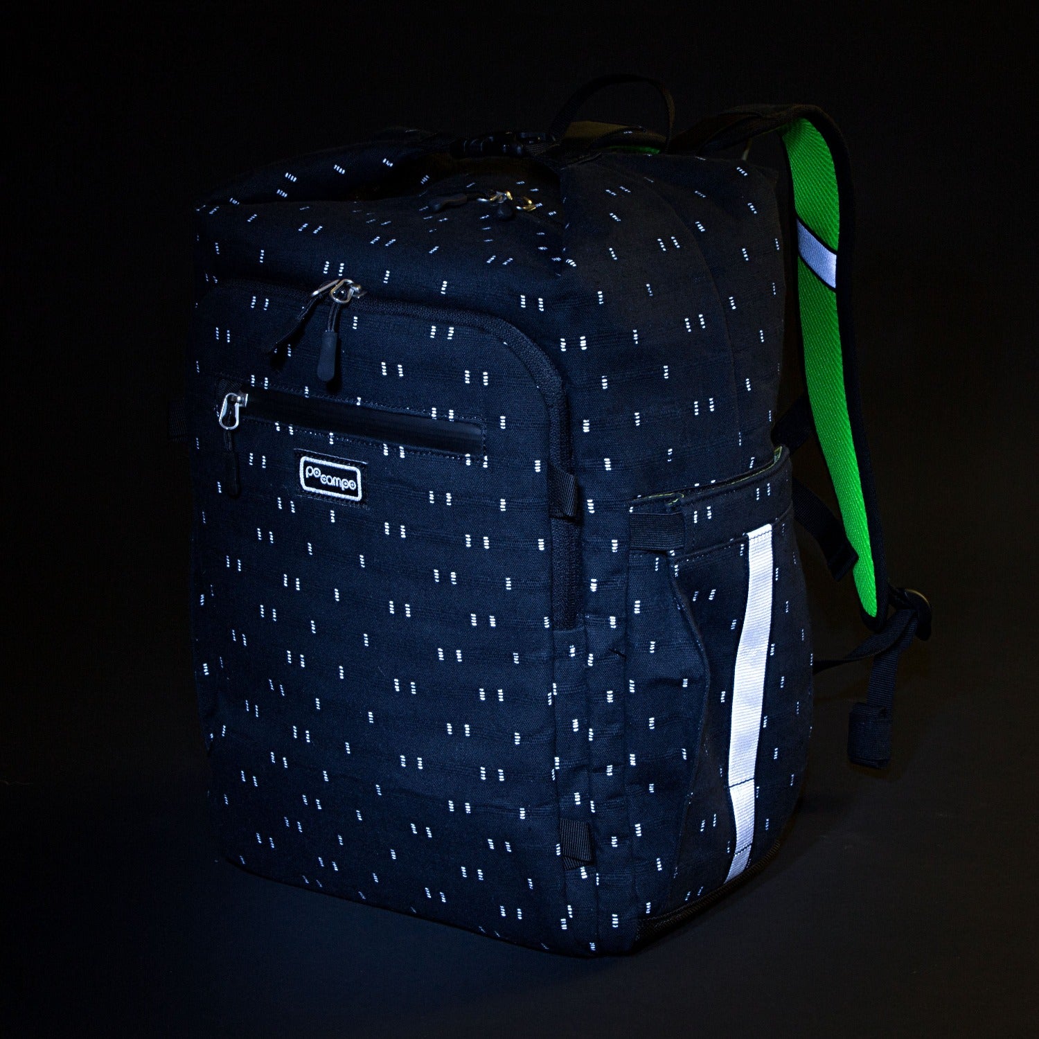 Bedford Backpack Pannier at night | color:visi-hemp;