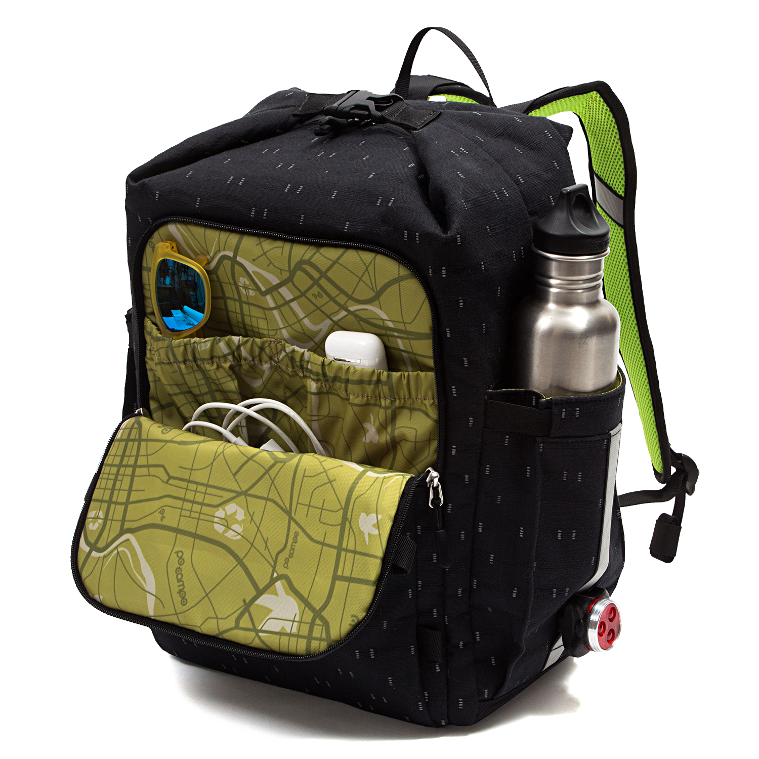 Bedford Backpack Pannier front organization | color:visi-hemp;