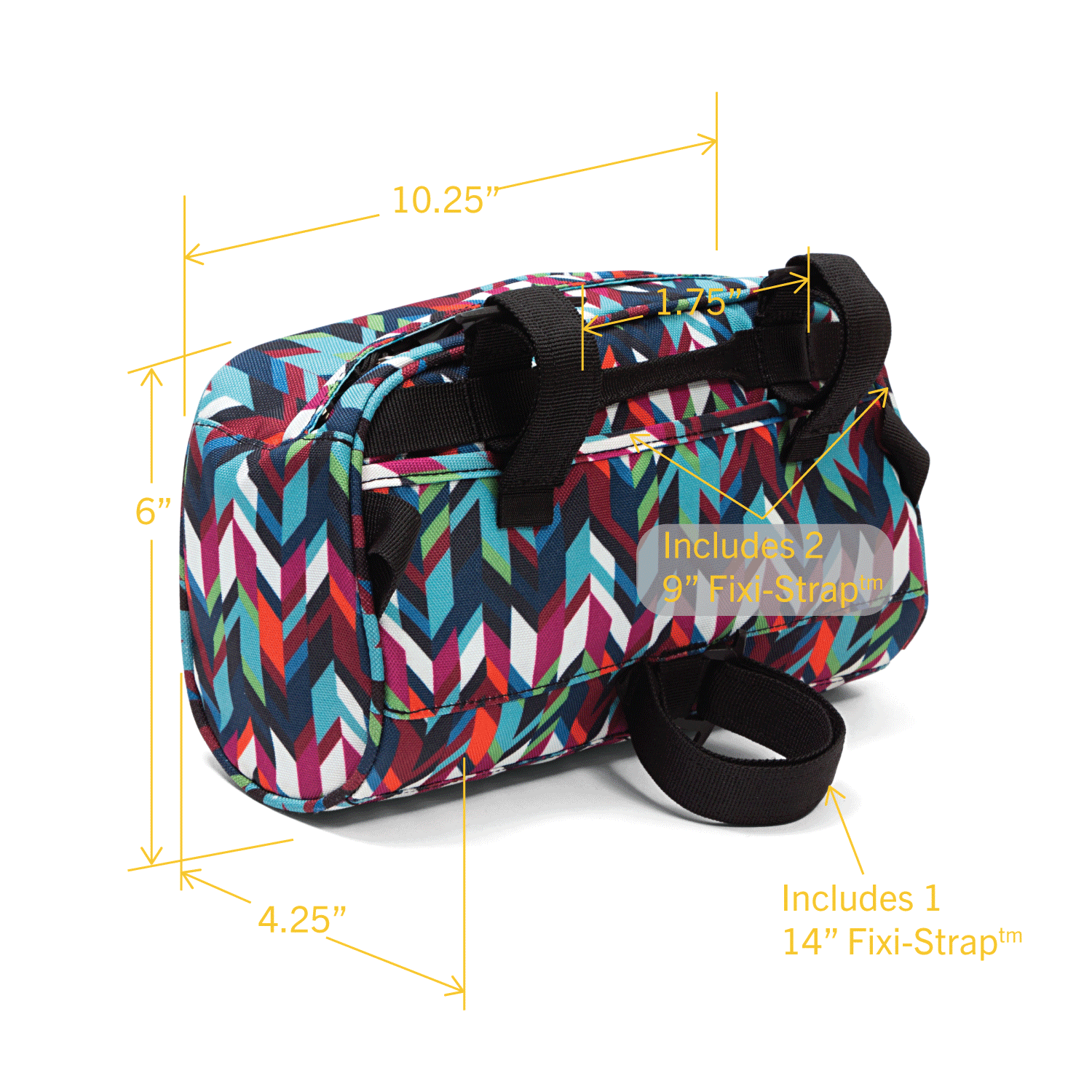 Domino Handlebar Bag dimensions | Po Campo color:chevron;