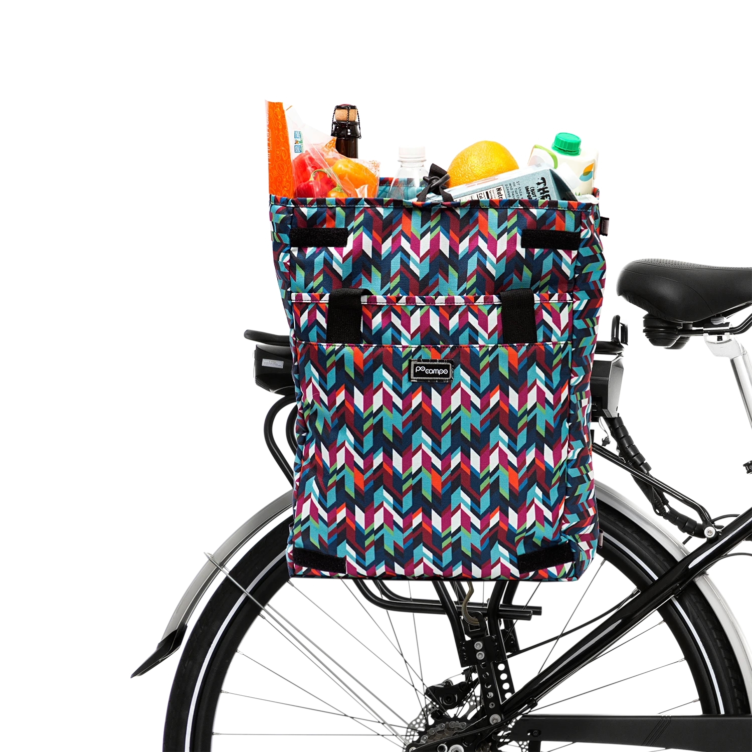 Orchard Grocery Pannier chevron on bike - Po Campo color:chevron;