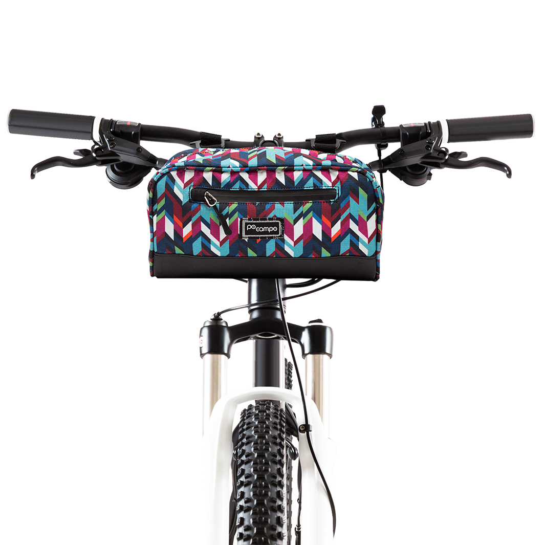 Domino Handlebar Bag in Chevron on bike | Po Campo color:chevron;