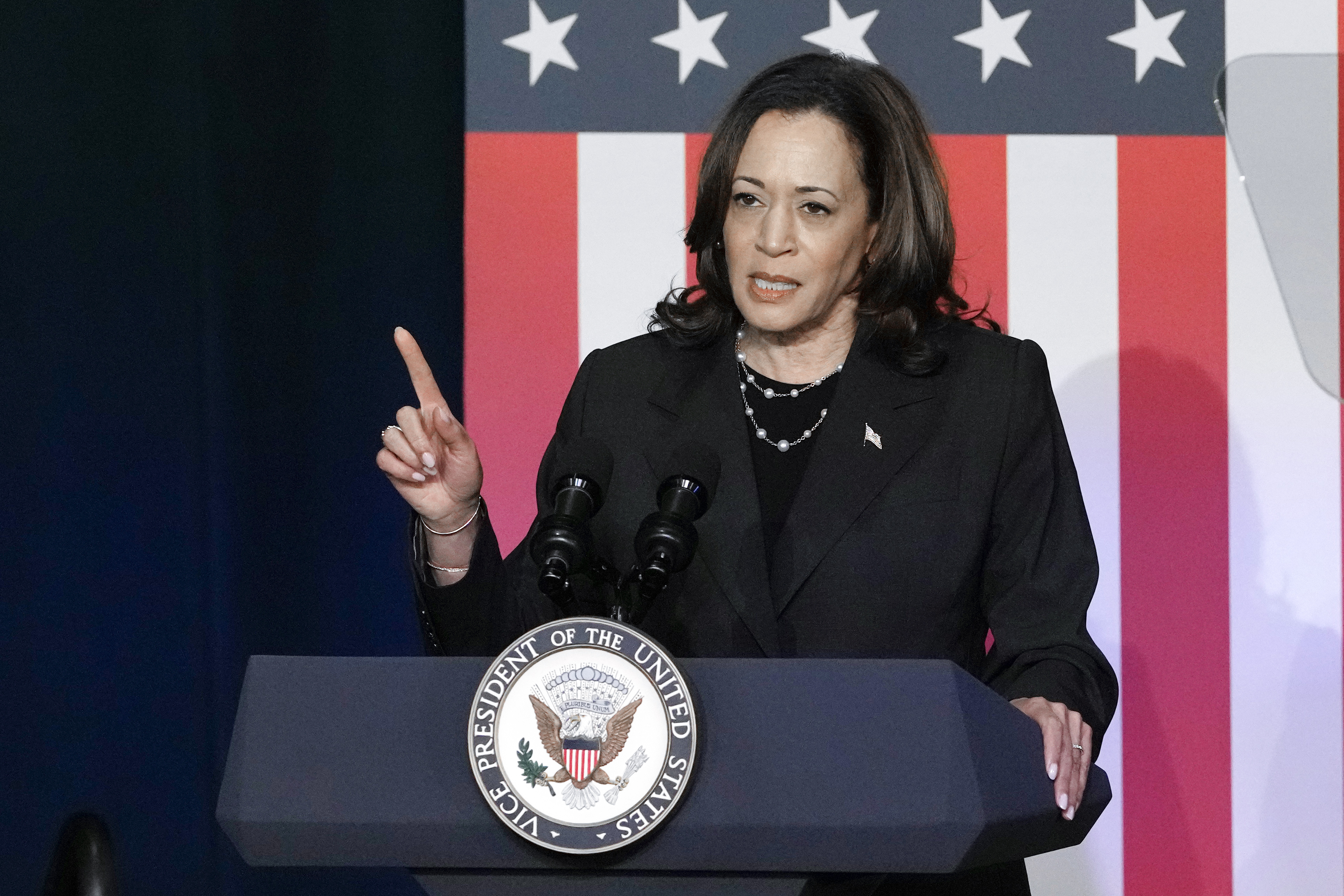 First lady Kamala Harris speaks at a campaign event.