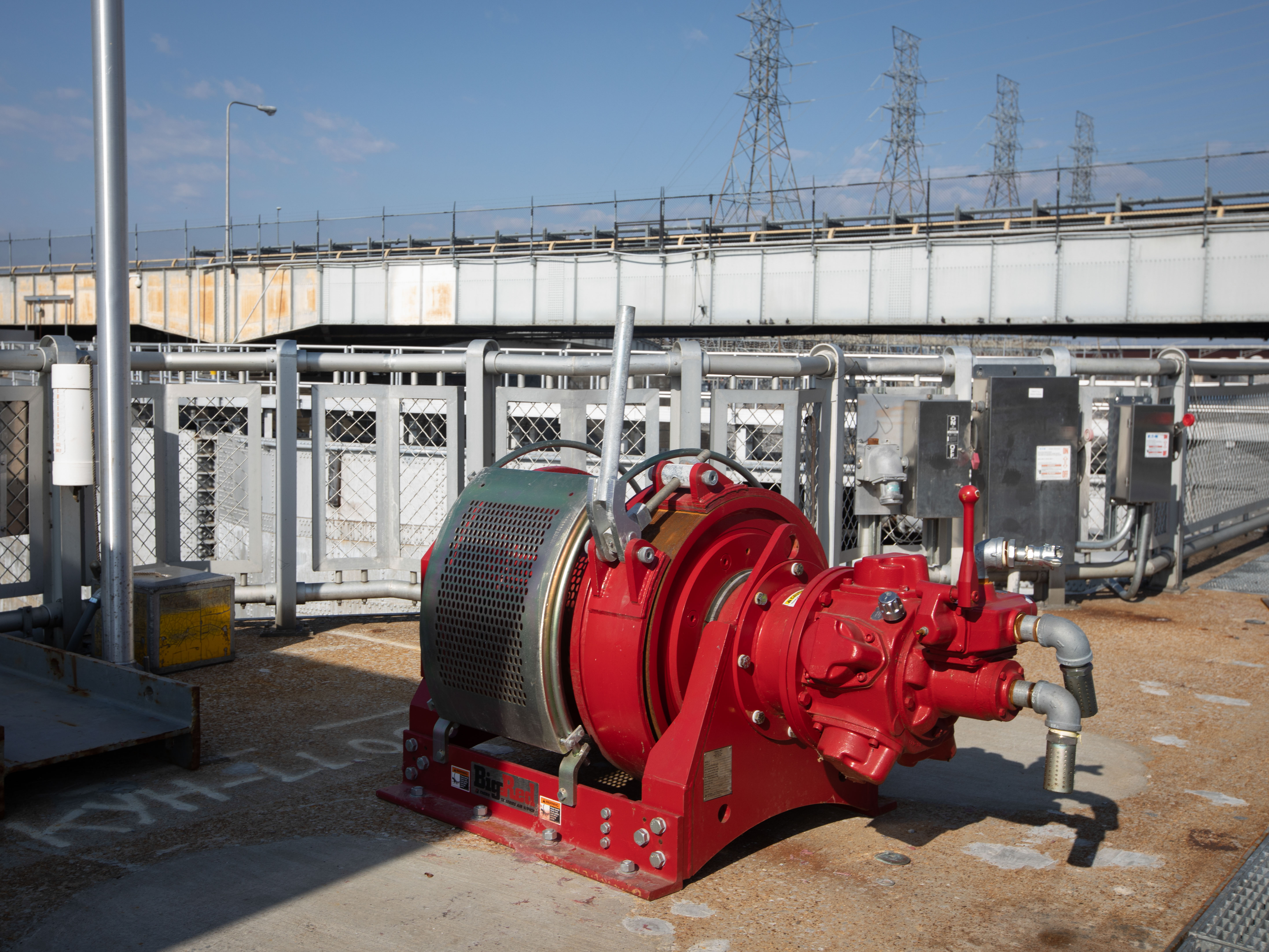 A winch used as a back-up method to operate lock gates