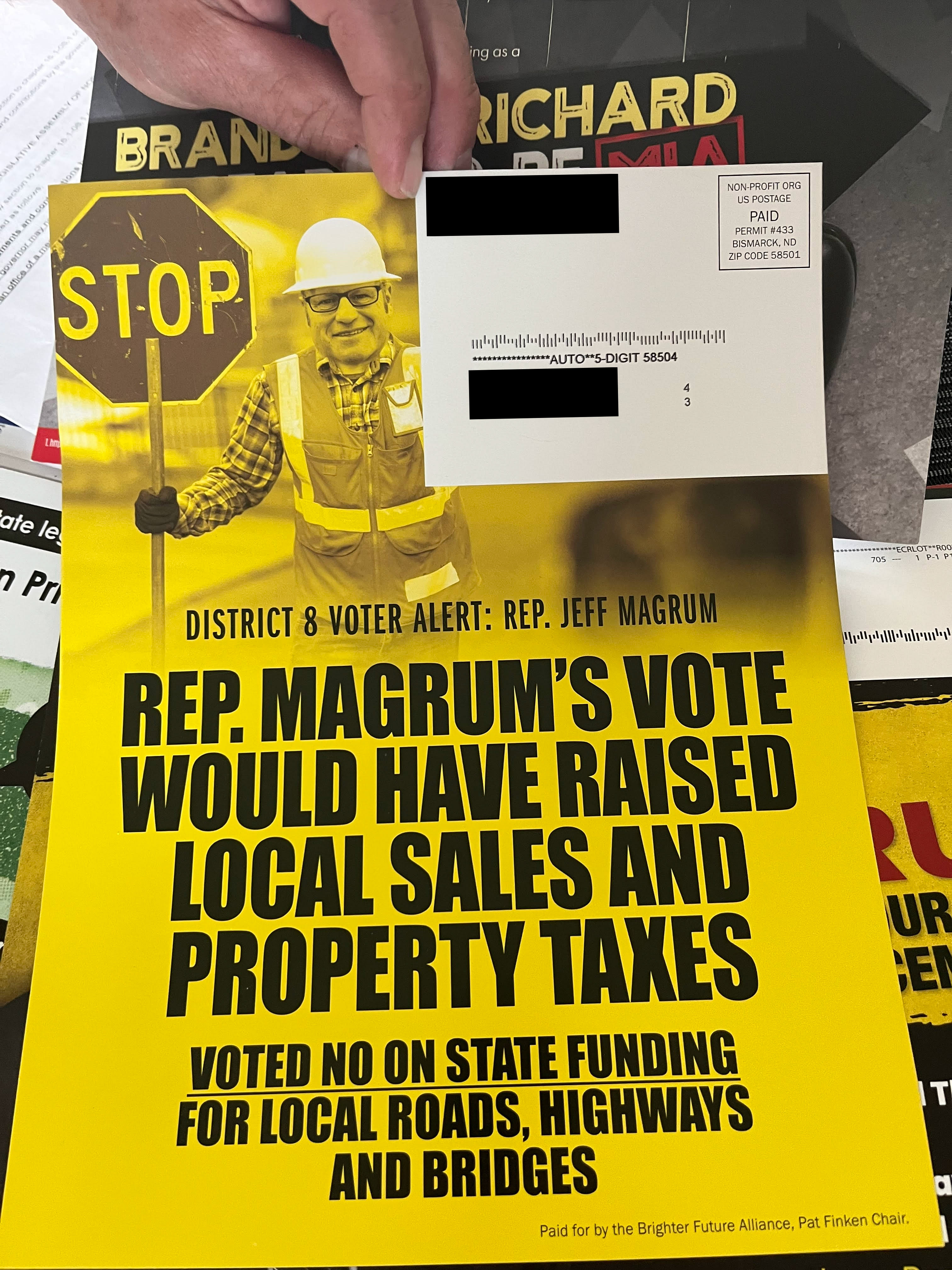 An anti-Jeff Magrum mailer, focused on taxes, is seen.