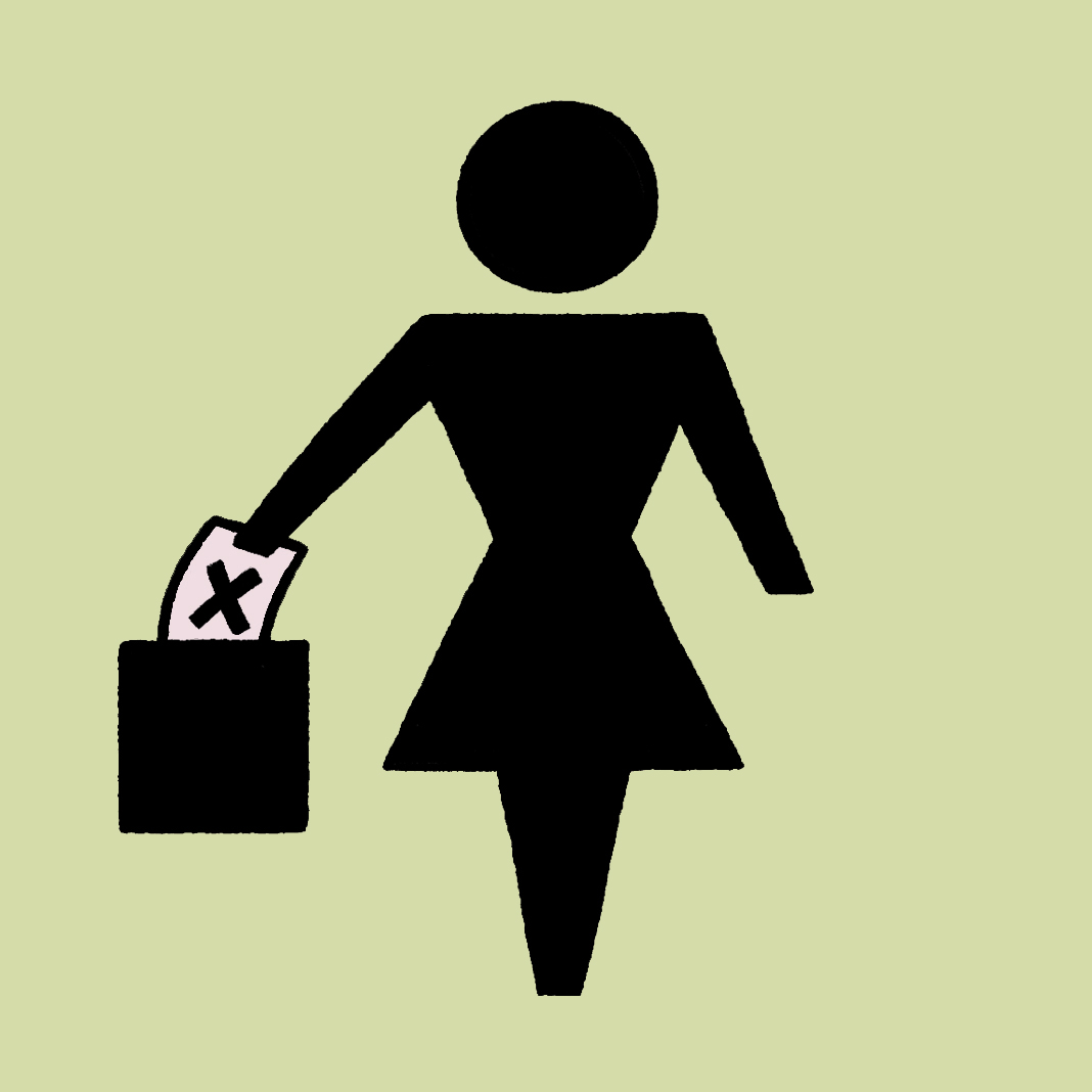 Illustration of a shilouette of a woman voting.