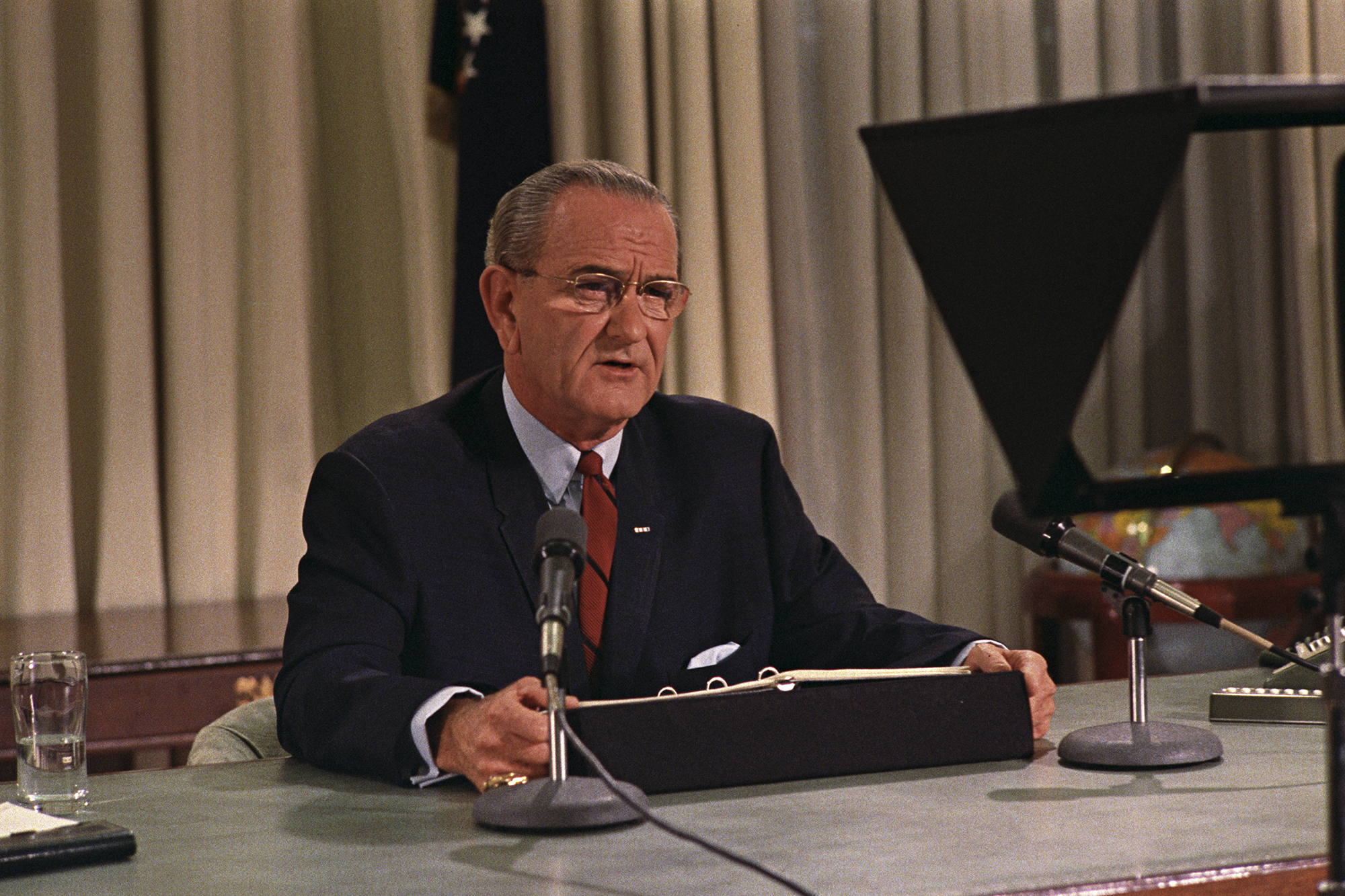 President Lyndon B. Johnson addresses the nation.