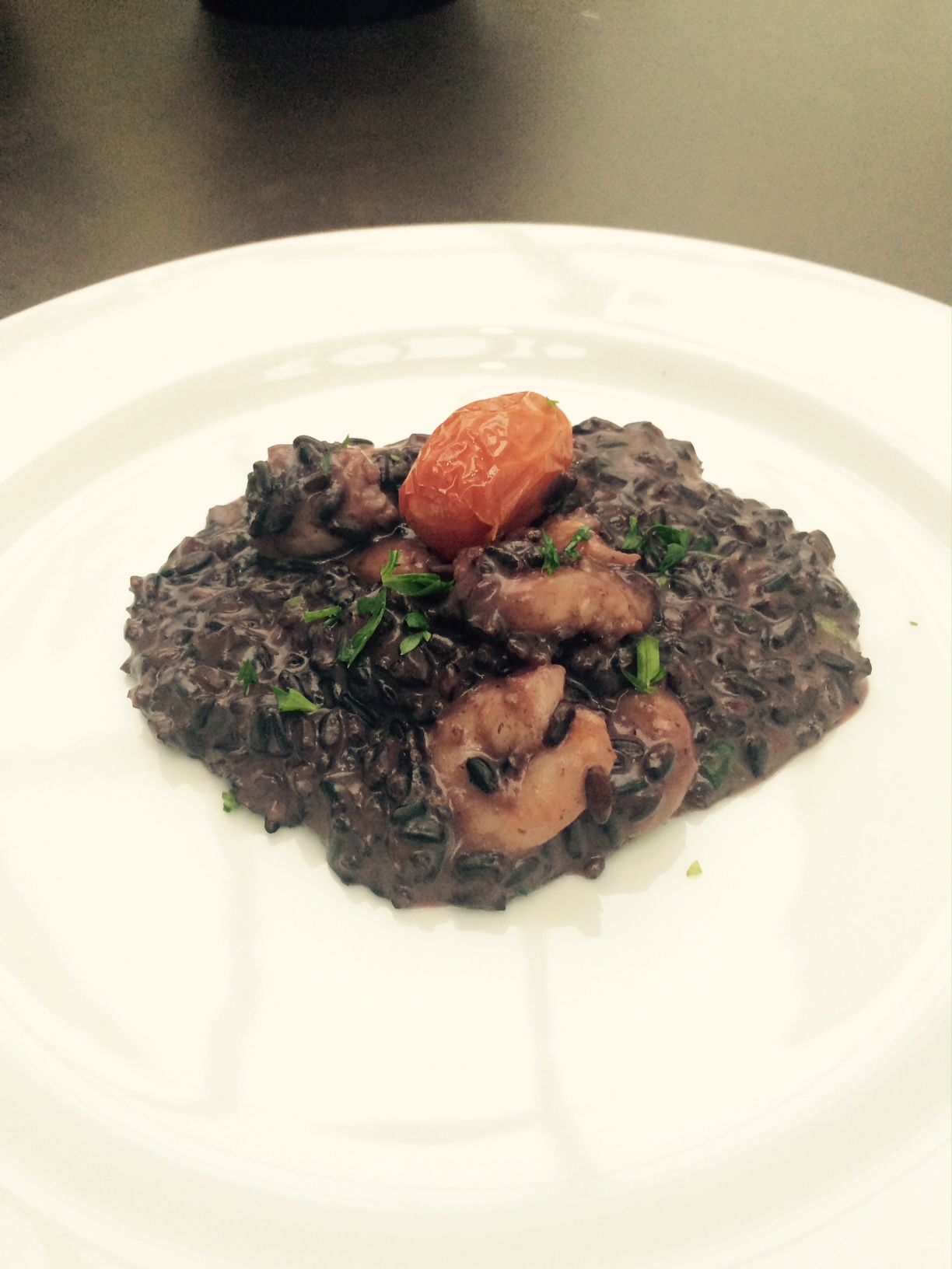 Risoto de Arroz Preto e Camarão