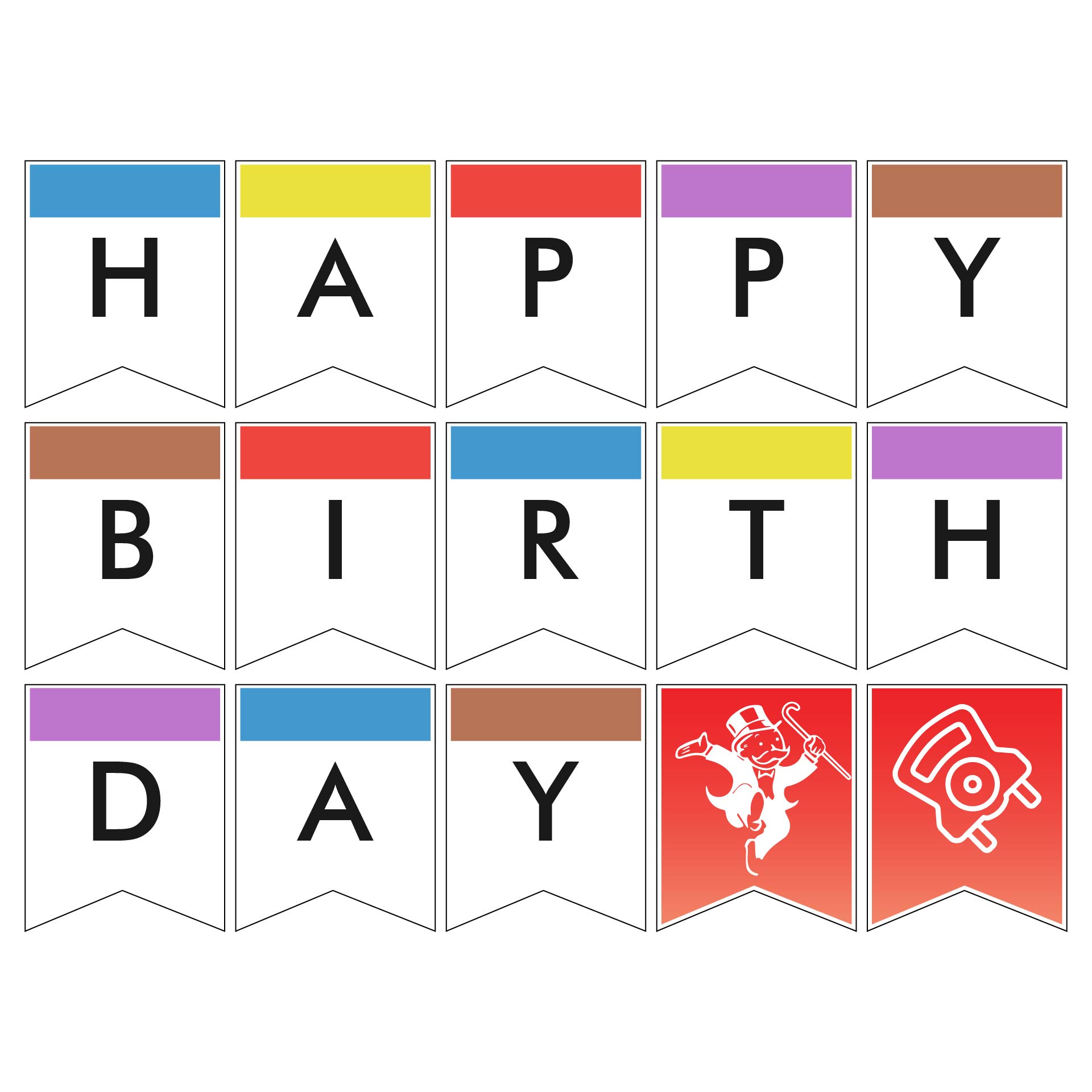 Printable Monopoly Birthday Banner