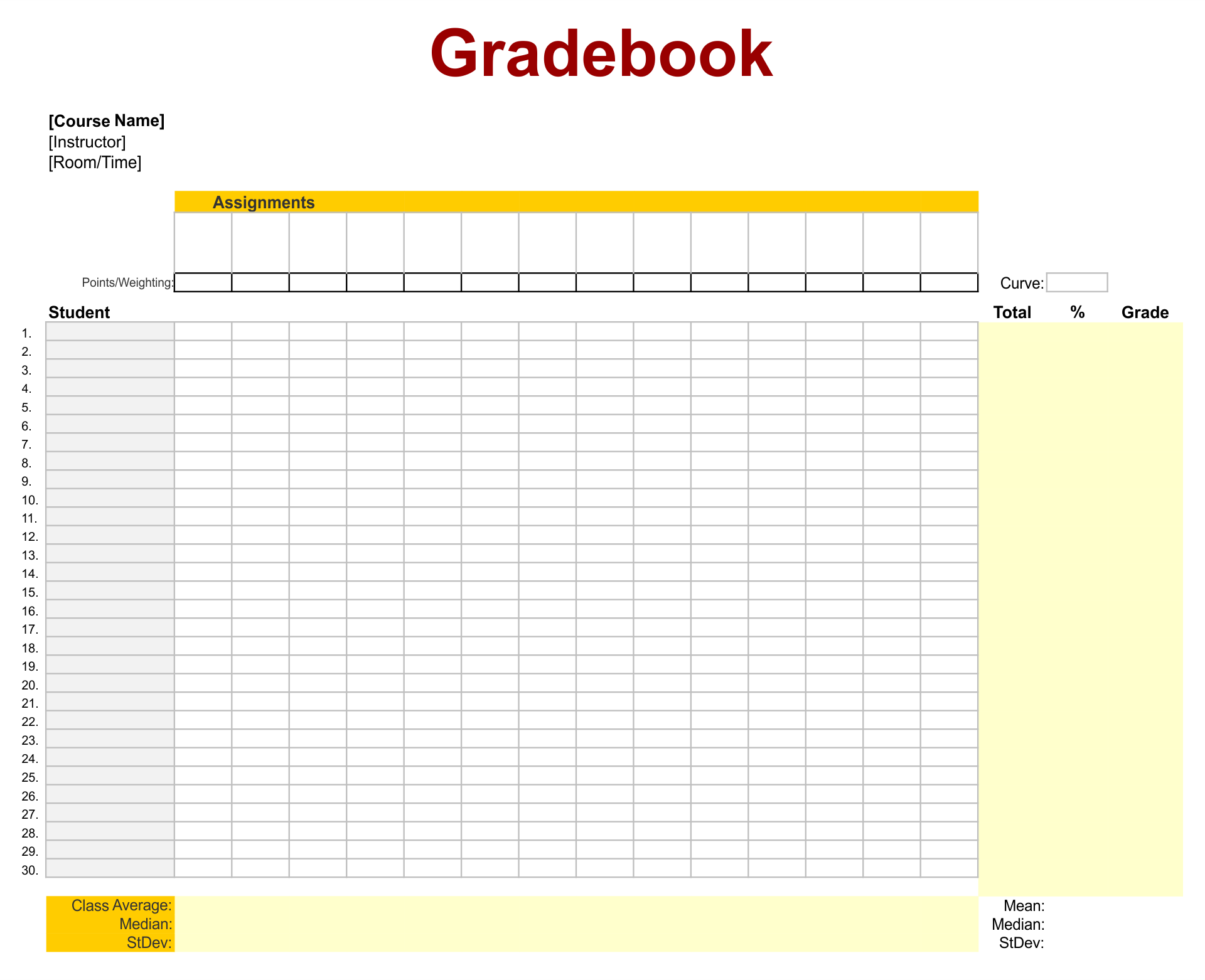 Printable Grade Sheets for Teachers