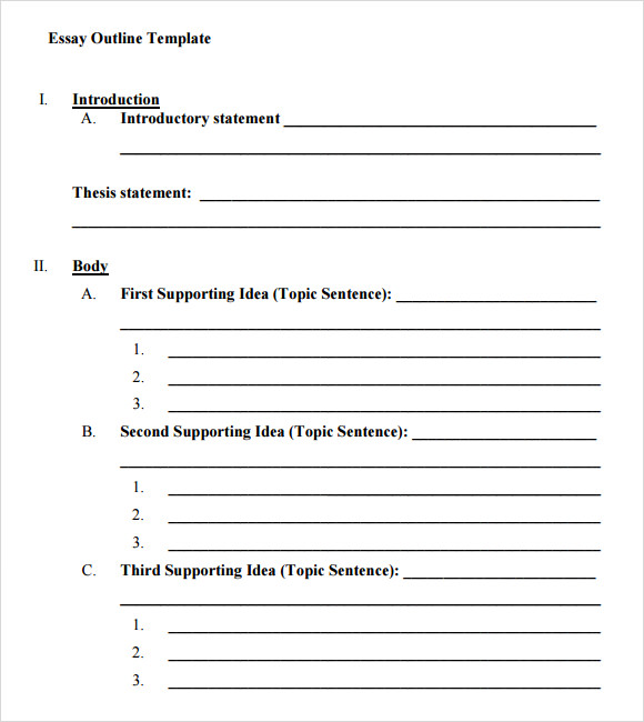 Essay Outline Format Template