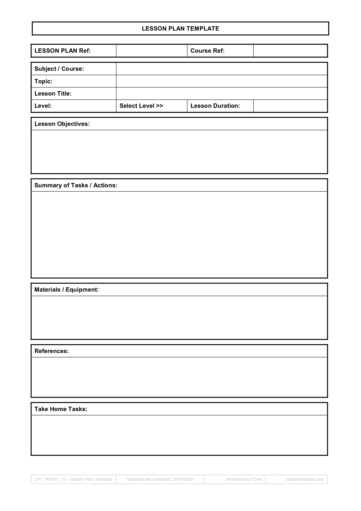 Printable Lesson Plan Template