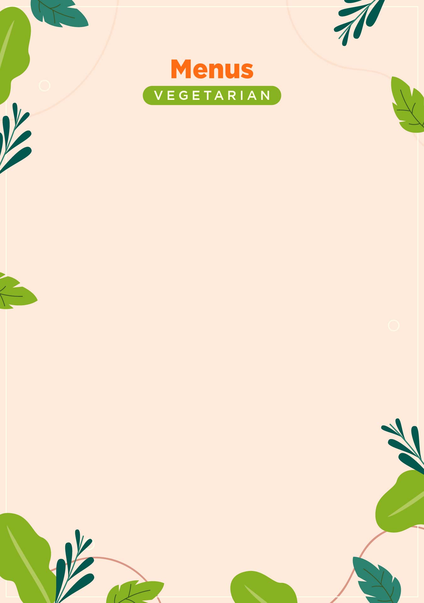 Blank Menu Templates Free Bakery