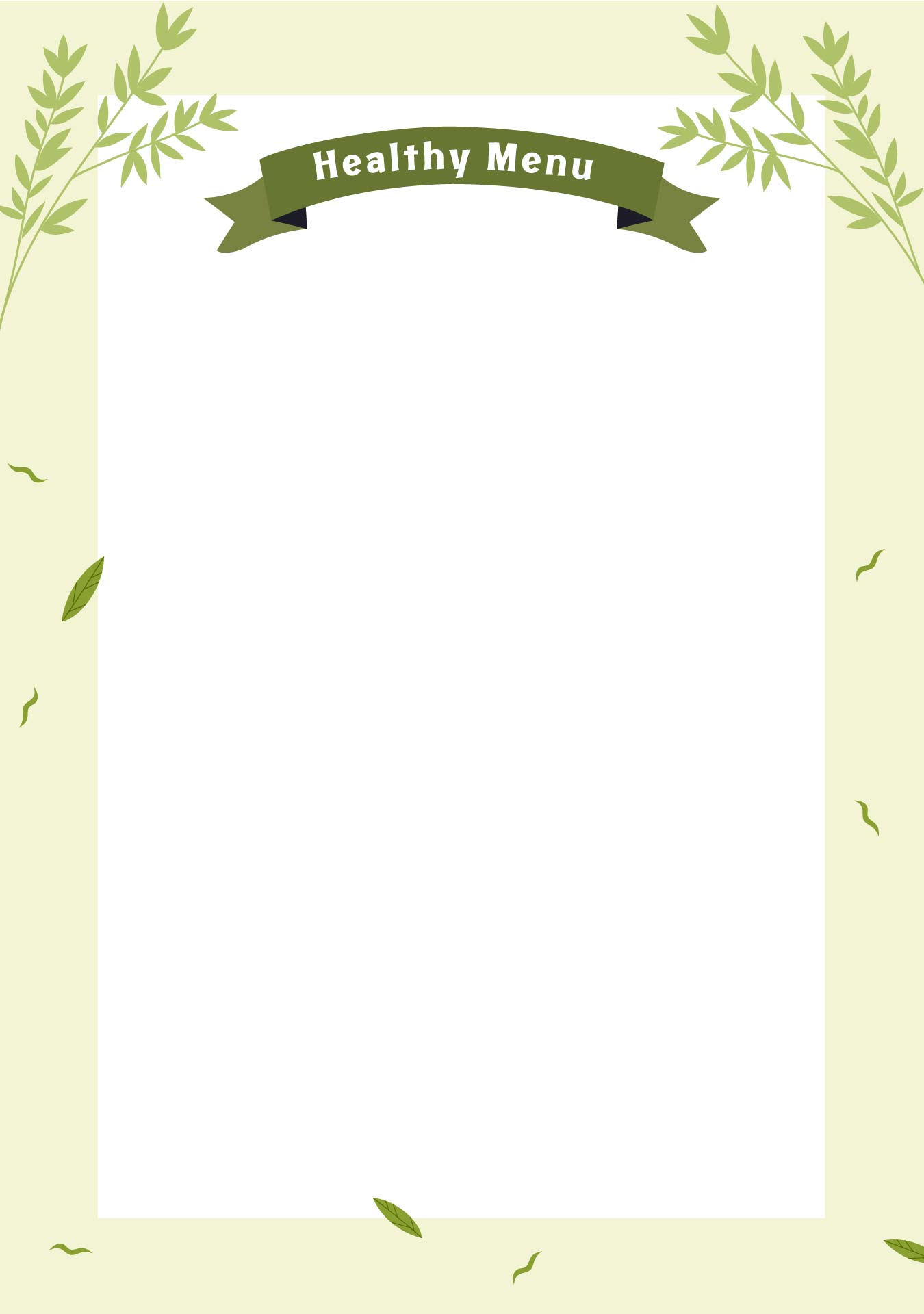 Printable Menu Paper