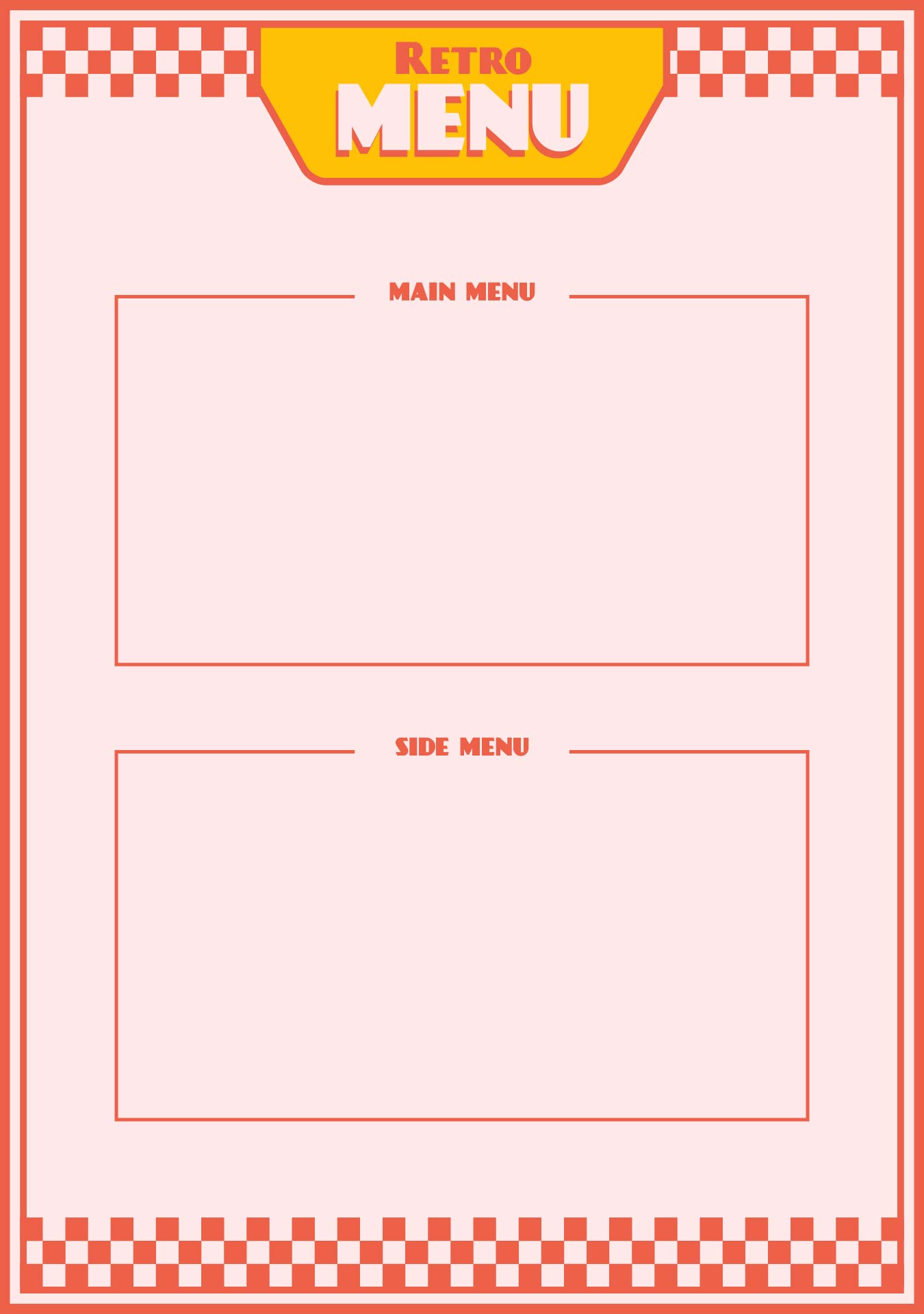 Printable Blank Menu Template