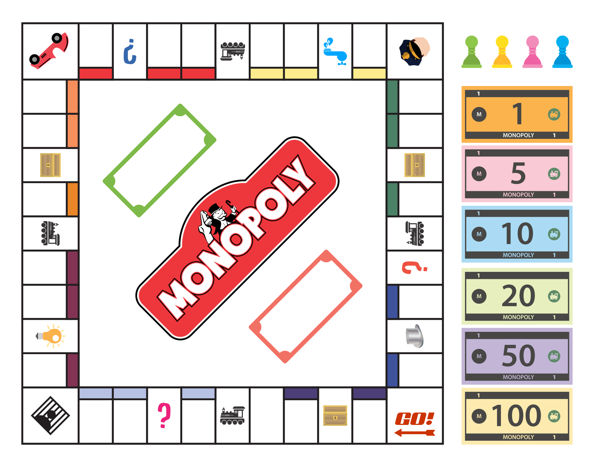 Printable Monopoly Game Board Template