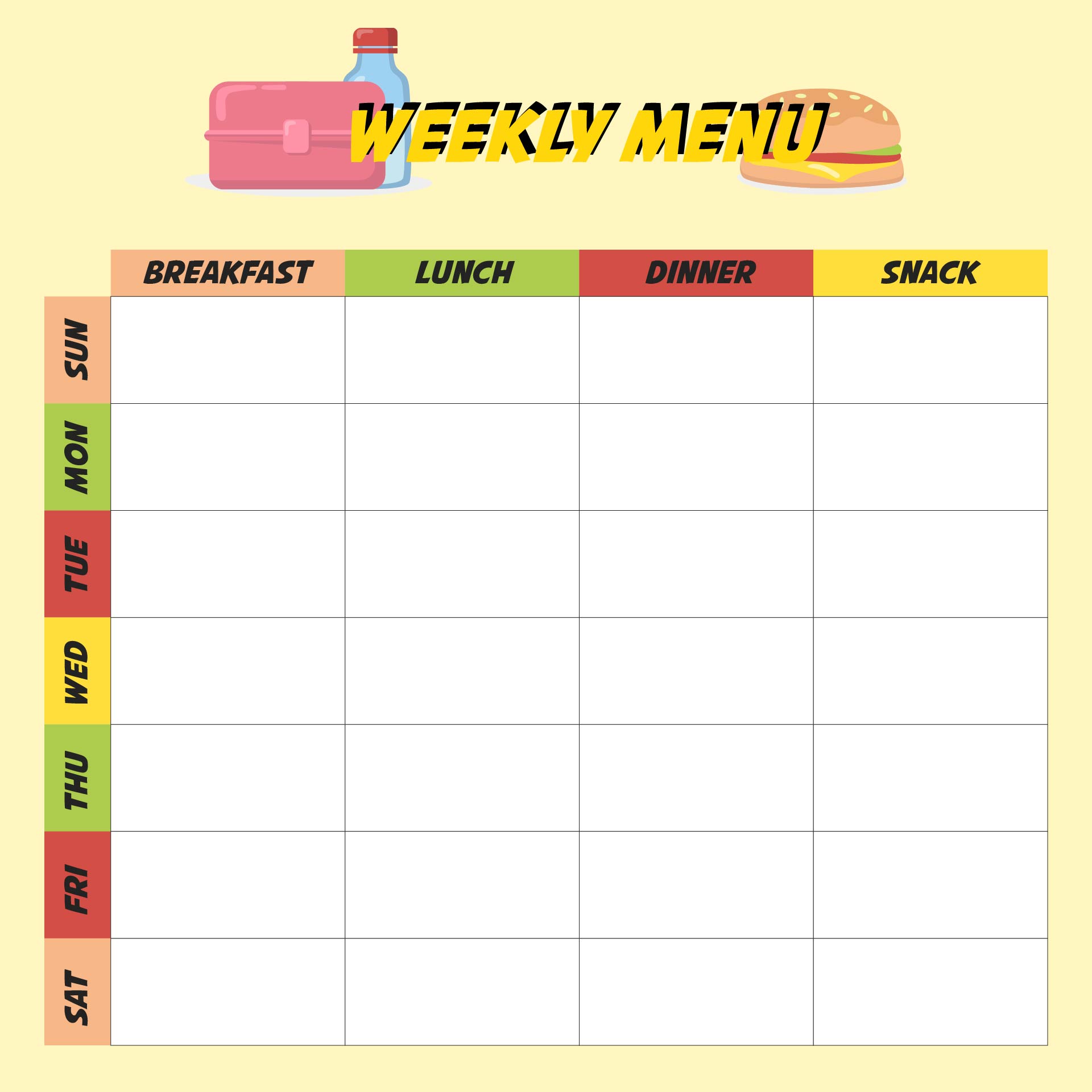 Blank Free Printable Menu Template - Printable Templates