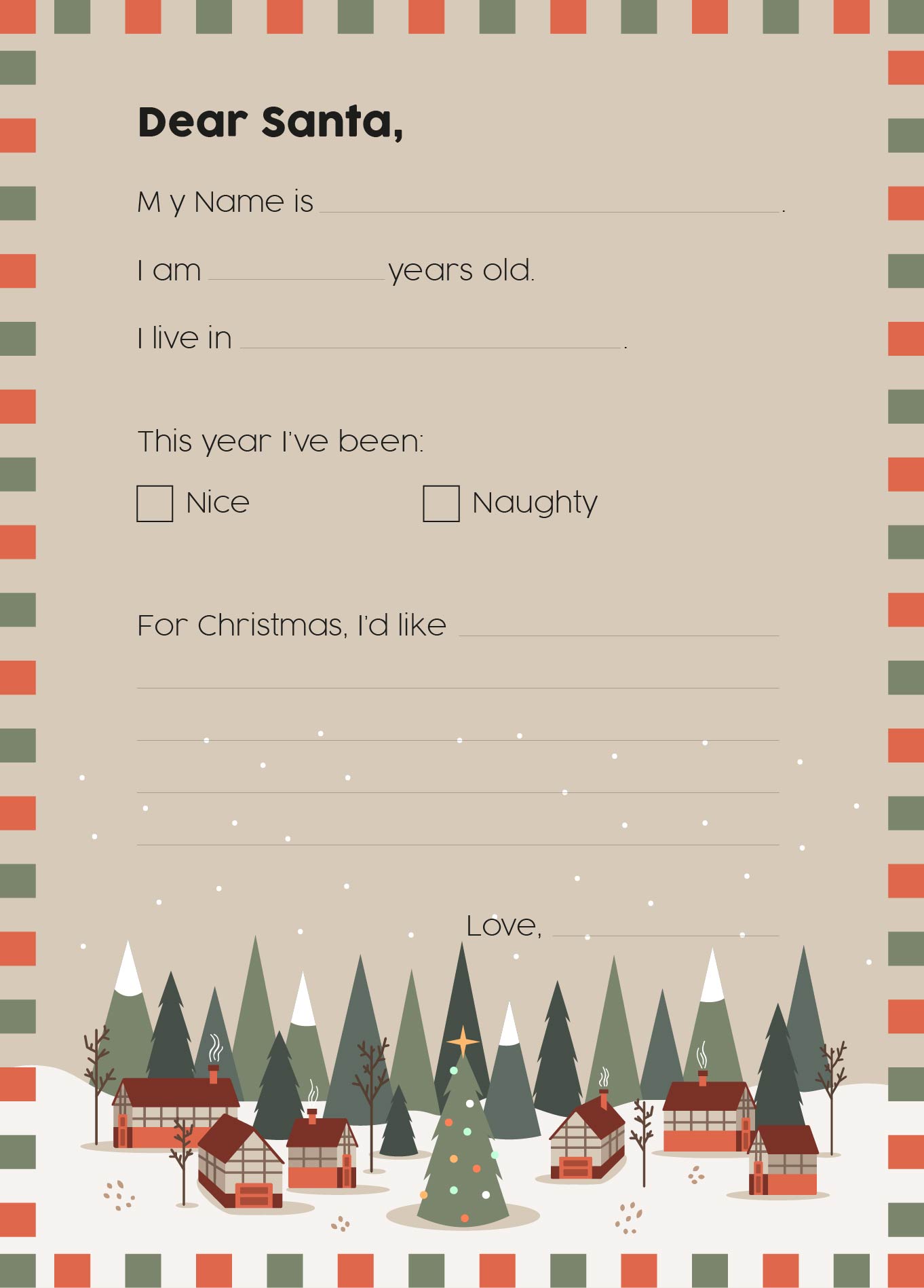 Printable Santa Wish List Letters