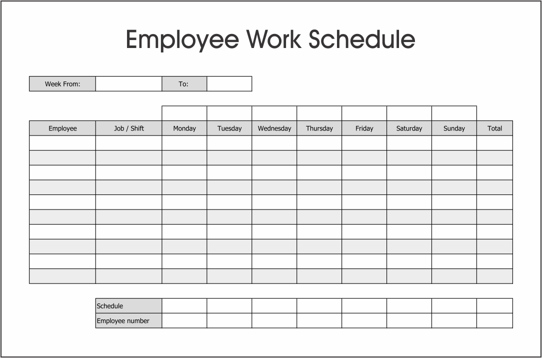 Free Printable Work Schedule Forms - Printable Form 2024