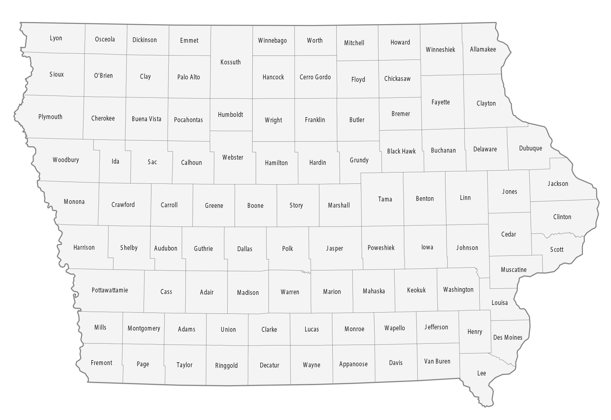 Printable Iowa County Map