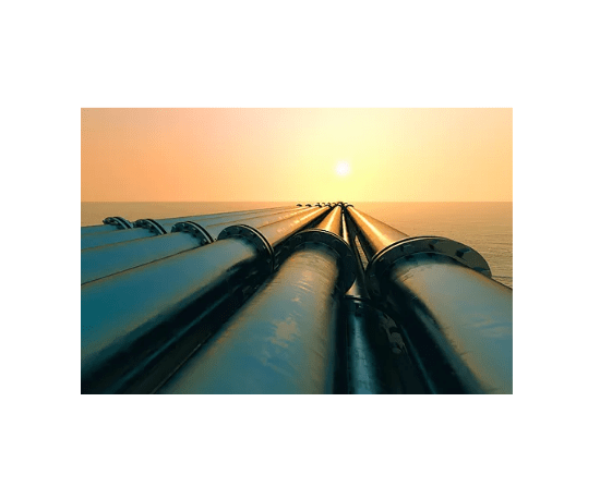 Pipelines at sea on a sunset