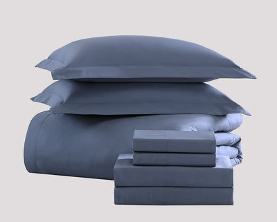 Pure Parima Egyptian Cotton Sheets Ultra Percale Sheet Set | Hotel Collection | 100% Giza Egyptian Cotton#color_slate