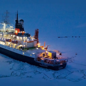 The Polarstern icebreaker in sea ice.