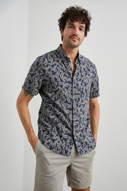 CARSON SHIRT - PALM AMERICANO NAVY - FRONT BODY