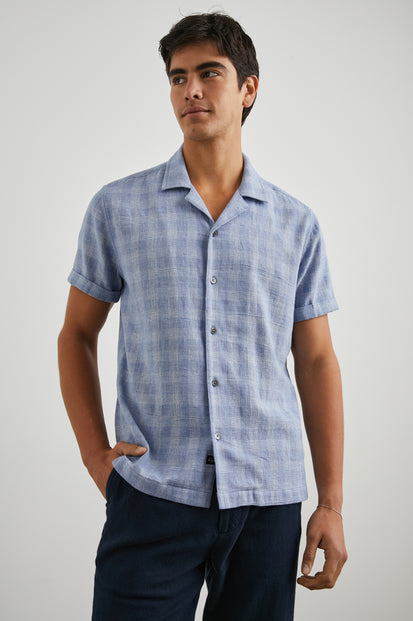 DRESDEN SHIRT - HOMESPUN BLUE GINGHAM - FRONT BODY