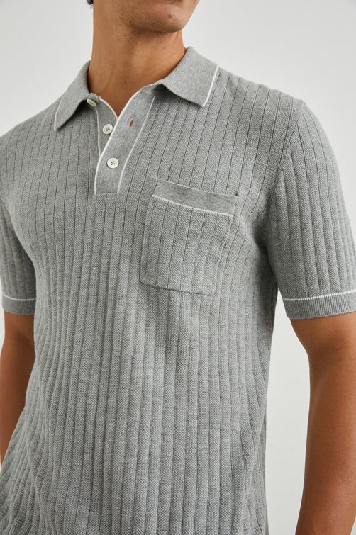 HARDY POLO SHIRT - GREY MELANGE - DETAILS