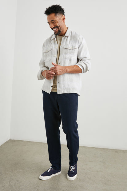 KEROUAC SHIRT JACKET - WICKER GRAPHITE STRIPE - SIDE FULL BODY