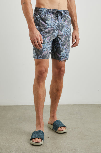 KIAN SWIM SHORT - JUNGLE GARDEN MIDNIGHT - FRONT BODY