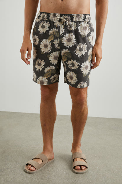 KIAN SWIM SHORT - SUNFLOWER TWIRL BARK - FRONT BODY