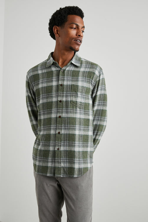 LENNOX GREEN HOLLOW GREY MELANGE SHIRT - FRONT