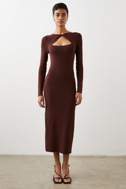 NEVE DRESS BURGUNDY LUREX - FULL FRONT BODY