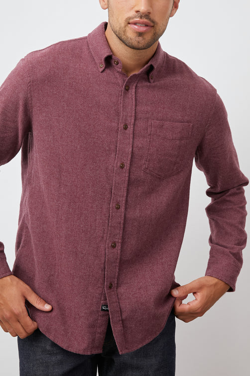 RUNSON SHIRT - CURRANT FRONT